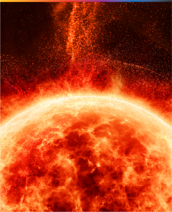 Solar flare visible from the sun's surface.